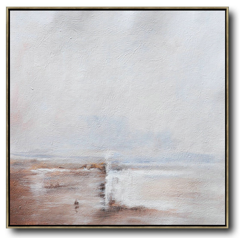 Handmade Extra Large Contemporary Painting,Oversized Abstract Landscape Painting,Size Extra Large Abstract Art,White,Brown,White.etc